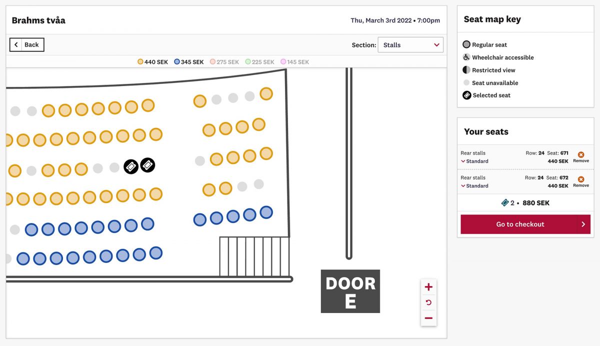 Screenshot from Malmö Live's implimentation of Viadukt